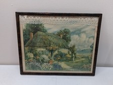 Antique 1925 Lithograph Cottage by the Sea 14.5 x 12 picture
