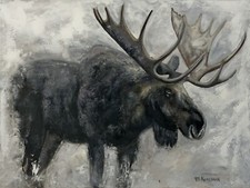 Original Moose Oil Painting Wildlife picture