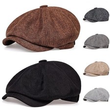 Vintage Newsboy Cap Gatsby Hat 8 Panel Flat Ivy Cabbie Driver Cap for Men picture