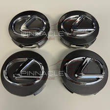 4PCS LEXUS Dark Grey & Chrome Badge Logo 62MM Wheel Center Hub Caps 42603-30590 picture