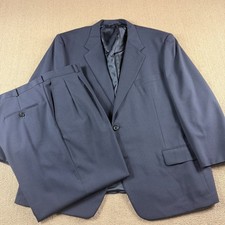 Hickey Freeman Men's 100% Wool 2 Piece Suit Blue Size 46R 42X26 picture