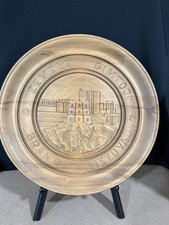 Vintage Lithuanian Hand Carved Wood Wall Plate 12.5” picture