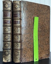 HUGE Antique French Leather Bound Books Folios 1725 18th Century picture