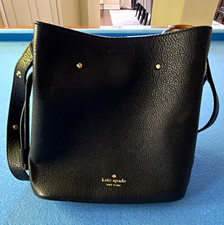 kate spade new york Black Medium Pebbled Shoulder Bag Snap, Detachable Strap picture