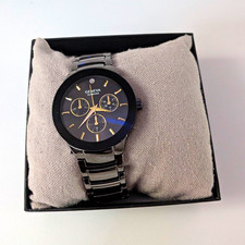 Geneva Diamond Analog Quartz Multi-Dial Black Metal Bracelet Watch picture
