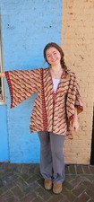 10 Vintage Kantha Kimono Jacket Purple Floral Boho Cardigan Upcycled Cotton Coat picture