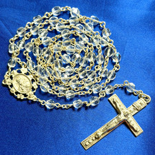 Vintage HAYWARD 925 Sterling Silver and Clear Faceted Crystal Bead Rosary 18 In picture
