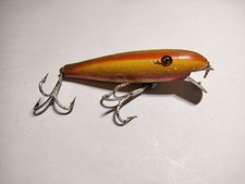 VTG Pflueger Baby Palomine Rainbow Color - Wood Fishing Lure w/ Glass Eyes picture