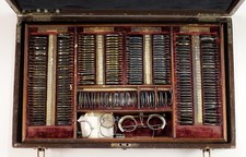 Antique 1890s Optometrist Trial Lens Set in Wooden Case picture