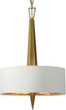 UTTERMOST 21264 OBELISKA 3 LIGHT GOLD CHANDELIER ART DECO LINEN SHADE picture