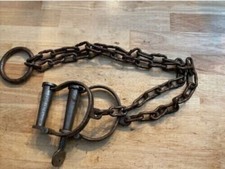 Handmade Old Iron Metal Handcuff Shackles Rustic Prison Guard Cast Iron picture