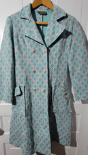 EUC Vintage 60s Mod Castello d'Elmo Double Breasted Diamond Knit Med Spring Coat picture