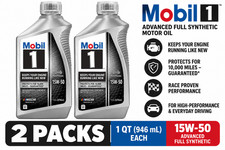 2 Pack Mobil 1 Advanced Full Synthetic Motor Oil 15W-50 1 Quart Each picture