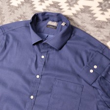 Michael Kors Shirt Men 18.5 36/37 Tall Fit Travel Stretch Geometric Blue Button picture
