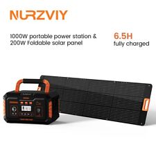 NURZVIY Solar Generator 1000 wit 999Wh Battery 22.6% Efficiency 200W Solar Panel picture