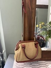 Vintage Etienne Aigner Handbag Woven Cognac Leather Trim Zipper Closure EXCELLEN picture