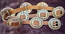 Brighton Concho Belt Medallion Leather, Silver Tone, Vintage 1993 picture
