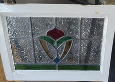 Antique Leaded Stained Glass Transom Window Arts & Crafts picture