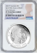 2021 QUEEN ELIZABETH 95th Birthday Silver $1 Proof coin NGC PF70 UC ER .9999 picture
