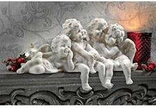 Laughing Smiling Angel Cherub Sitting Friends Garden Statue Outdoor Decor 18 in picture