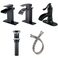 Oil Rubbed Bronze Bathroom Faucet Waterfall Single Handle Hole Sink Vanity Mixer picture
