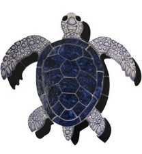 Blue Sea Turtle Porcelain Swimming Pool Mosaic Large 24