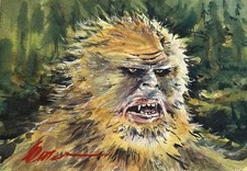 Bigfoot Face #2 Original Art 10x14 Watercolors Gary Caradonna picture