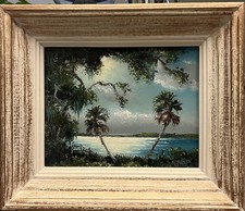 Original FLORIDA HIGHWAYMEN Oil on Board by SAM NEWTON - River Inlet Scene picture