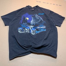 1993 Harley Davidson T Shirt XL Black Good Alaska Wolf Survivor Vintage 90s picture