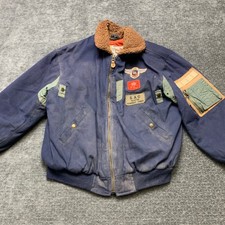Vintage Paris Sport Club Bomber Jacket Mens Navy Blue Quilted Lined Full Zip picture