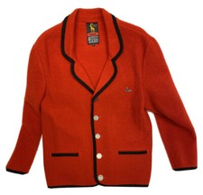 STEINBOCK BOILED WOOL Sweater Winter Jacket Women AUSTRIA Cardigan RED Size 54 picture