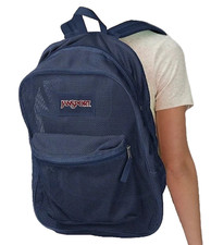 Jansport Mesh Backpack School Travel Gym Sports Bag Adult Kids Blue Unisex New  picture
