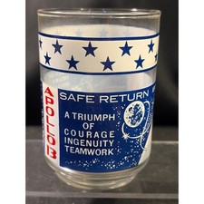 Vintage Apollo 13 Safe Return 1970 Commemorative Glass NASA Astronauts Aquarius picture