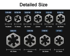 10pcs/set Carbon Steel Hex Die Nut 1/4 5/16 3/8 7/16 1/2 9/16 5/8 3/4 7/8 1 picture
