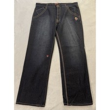 Vintage Gino Green Global Y2K Dark Blue Button-Fly Denim Jeans Size 42 New picture