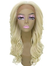LUXLUXE Yenne Wavy 23 Inch Long 4X4 Hand-Tied Lace Front Wig , Light Blonde picture