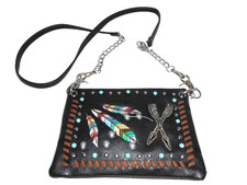 Vintage Leather Western Native Turquoise American Cross Body Purse picture