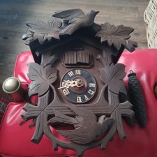 Vintage German Small Wooden Cuckoo Clock- RESTORE or PARTS picture