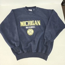 Vintage Crable Sportswear Michigan Wolverines Pullover Sweatshirt Large Navy Euc picture