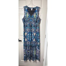 Chico's Maxi Dress Paisley V-Neck Sleeveless Size 3 XL Resortwear Travel Casual picture