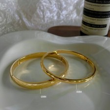 4/6mm Woman 18k Gold Plated Stainless Steel Rhombus Polish Bracelet Bangle Cuff picture