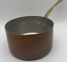 Ruffoni Tin Lined Copper Vintage Saucepan Pot Brass Handle Italy 6.5” Cottage picture