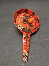 Beautiful antique Halloween noise maker. US metal toy company Witch cat Skeleton picture