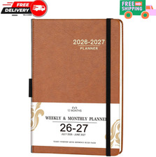 Lemome 2026-2027 Planner Brown Leather Academic Bookmarks picture