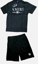 AMIRI Men's 2 Piece Set T-Shirt & Shorts 100% Cotton Size M, Short Sleeve Black  picture