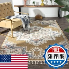 LUXE WEAVERS Southwestern Medallion Fringe Yellow 6x9 Area Rug 3060 Yellow 6x9 picture