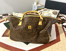 Fendi Monogram Leather Carry-On Suitcase Rolling Wheels Brown/Beige picture