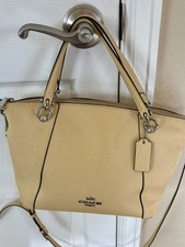 Coach Yellow Pebbled Satchel Top Handle Zip Gold Hardware Detachable Strap picture