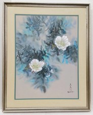 Preowned David Lee (Chinese, b.1944) Watercolor Chinese Flower Paintin picture