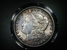 EF+/AU DETAIL 1885 MORGAN SILVER DOLLAR BEAUTIFUL COLLECTORS COIN M-1418 picture